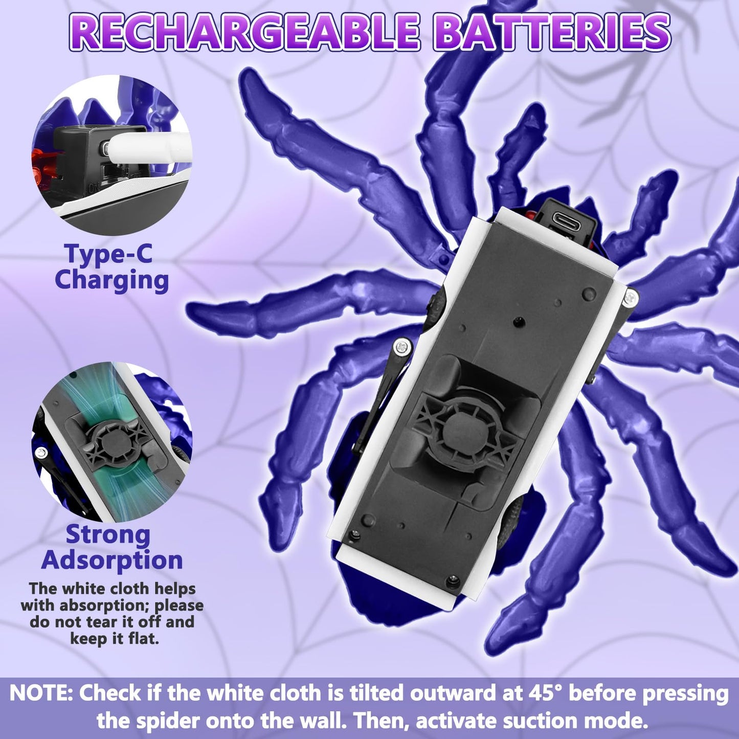Infowush Wall Crawler Spider, Rechargeable Remote Control Robot Kids Toys, 360° Rotating RC Wall Climbing Spider with LED Eyes Toys for Boys Girls Ages 3 & Up, Birthday Gifts for 3-12 Year Old Boys