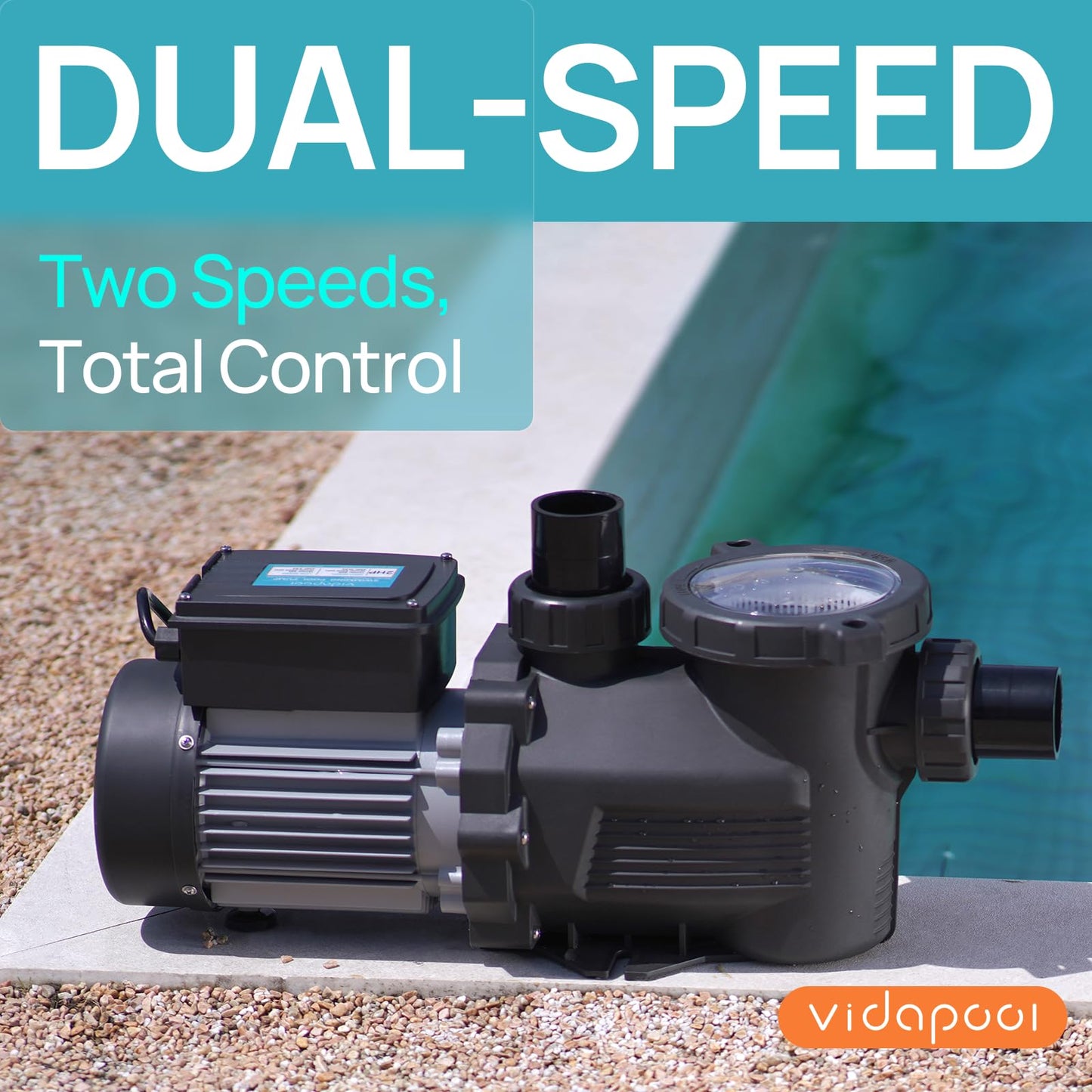 VIDAPOOL In/Above Ground Pool Pump Self Primming High Flow,Grey