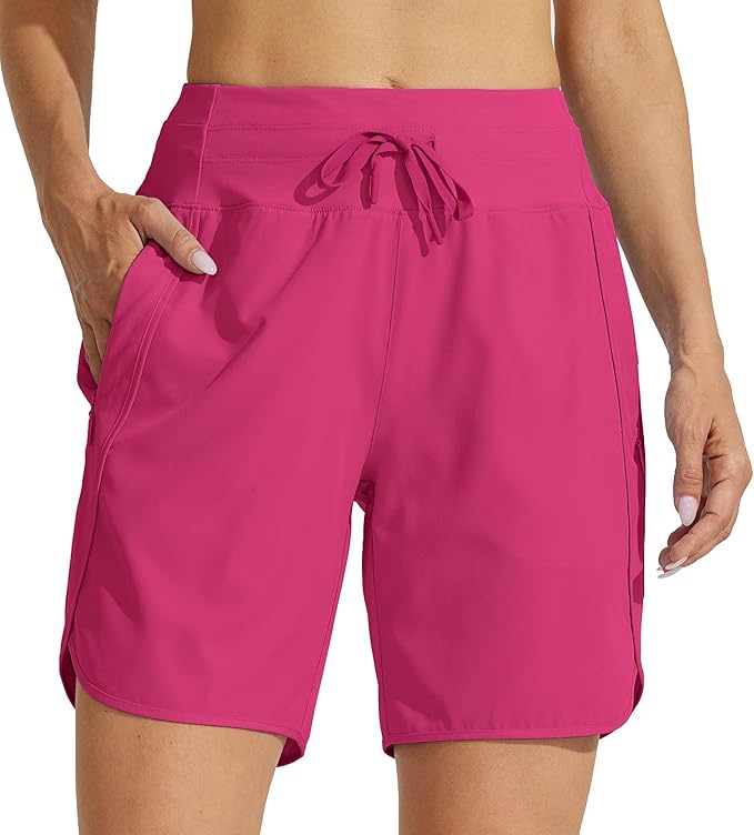 Willit Women's 7" Athletic Running Shorts Long Workout Hiking Shorts Quick Dry High Waisted Active Zipper Pocket(X-Large)