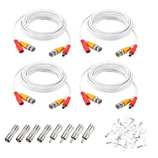 Cable,5m/16ft Cord,4 Set MECCANIXITY BNC Video Power All-in-One Security Camera Wire Cord DC Extension Wire for CCTV