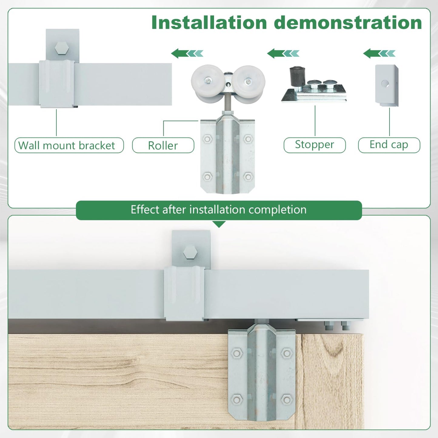 DIYHD 10FT Galvanized Steel Exterior Double Sliding Barn Door Hardware,Heavy Duty Wall Mount Box Track Kit for Outdoor Use,MAX Load 330lbs,Kit to Hang 2 Doors(Fit 30" X 2 Door)
