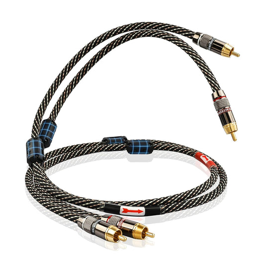 3.28ft 2RCA Male,15 AWG,4N Core,24K Player,Turntable(3.28ft/1m) Audiophile HiFi Audio RCA Cables - Male to OFC