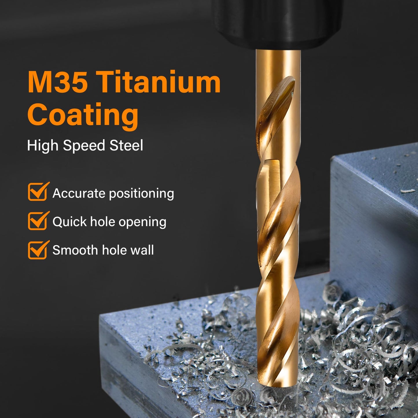 ZHUREKER 115pcs Cobalt Drill Bit Set, M35 High Speed Steel Twist Jobber Length Kit with Metal Index Storage Case, Drill Bits for Metal, Stainless Steel, Cast Iron, Plastic and Wood