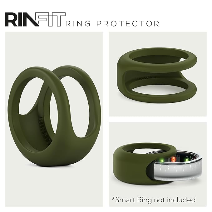 Rinfit Smart Ring Protector - Silicone Ring Enhancer for Active Lifestyle and Gym - StyleFit U.S. Design Patent - Green, Size 12