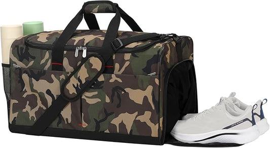 21 inch Gym Bag for Men with Shoe & Wet Compartment - 55L Duffle Bag for Travel Sport (Camouflage)
