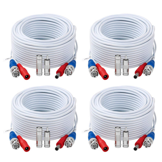 4 Pack 60 Feet BNC Video Power Cable,BNC Extension Wire Video Security Camera Wire with Connectors for CCTV Camera DVR