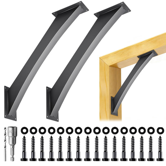 2 Pcs 45 Degree Angle Support Brackets for 2"x4" (Actual Tube Dia: 1.5"x3.2"), Heavy Duty Steel Pergola Arc Brackets, Wood Beam Support Hardware for Gazebo, Patio Pergola with Mounting Screws