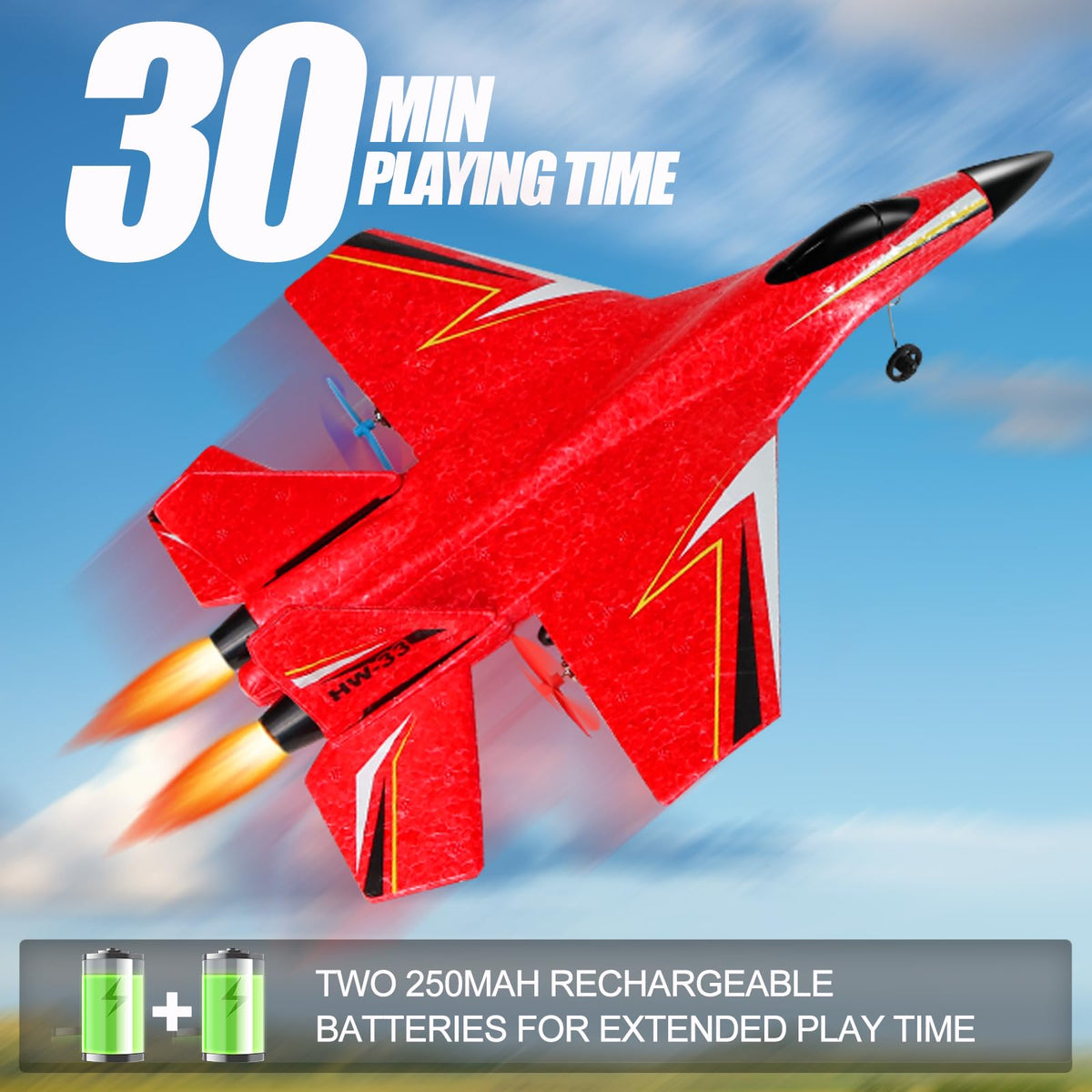 crohorizon Remote Control Airplane for Ages 14 Years and Up, 2 Channels Foam RC Planes Jet Wireless Toy,Hobby RC Aircraft Glider for Beginners Teen Adult Red