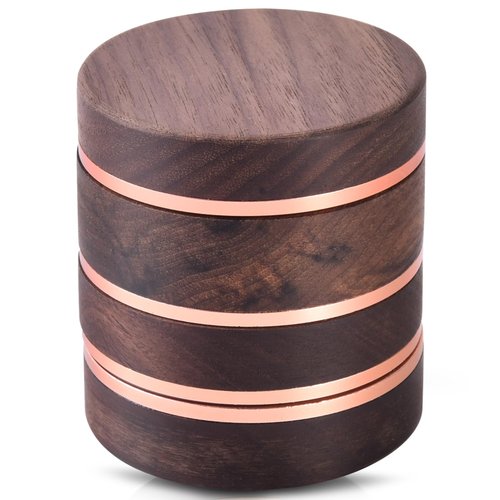 2.5" Manual Spice Grinder, Walnut Wood & Aluminum Seasoning Mill for Dry Spices, Compact Handheld Kitchen Tool (Wood Color)