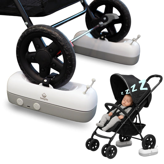 Automatic Stroller Rocker Attachment – Smart Infant Soother for Peaceful Sleep – Rechargeable, Remote Control, Two Soothing Modes – Single-Wheel Lightweight Strollers Only- SwaySo