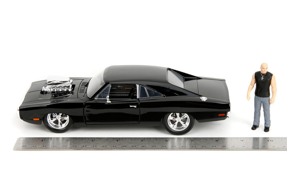 Jada Fast & Furious Dom’s 1970 Dodge Charger Diecast Model – 1:24 Scale Durable Die Cast Car – Includes Dom Figure – Perfect for Collectors and Kids