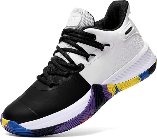 ASHION Mens Basketball Shoes Lightweight Breathable Sneakers Anti Slip Sports Shoes for Running Walking Mid Top Sneakers