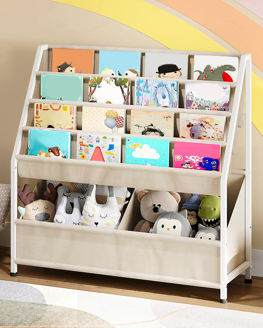 CHOEZON Kids Bookshelf, 4-Tier Bookshelf for Kids, Large Capacity Book and Toy Storage Organizer, Toddler Book Shelf for Kids Room, Nursery, Playroom, Beige TCW09WM