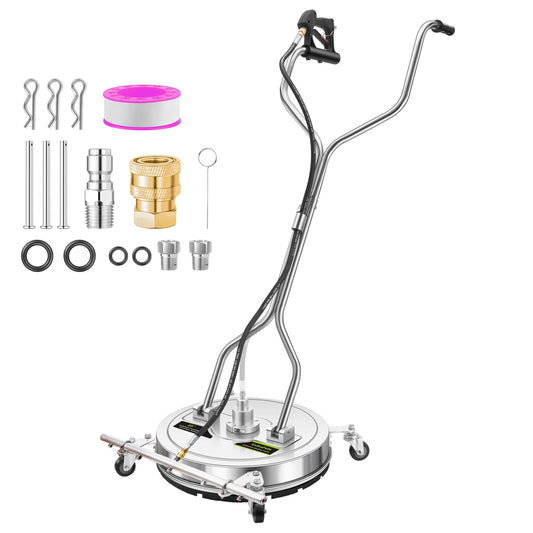 20" Pressure Washer Surface Cleaner Plus with 5 Nozzles Water Broom, Stainless Steel Dual Handle Power Washer Surface Cleaner for Patio Decker Concrete Driveway, 4000 PSI