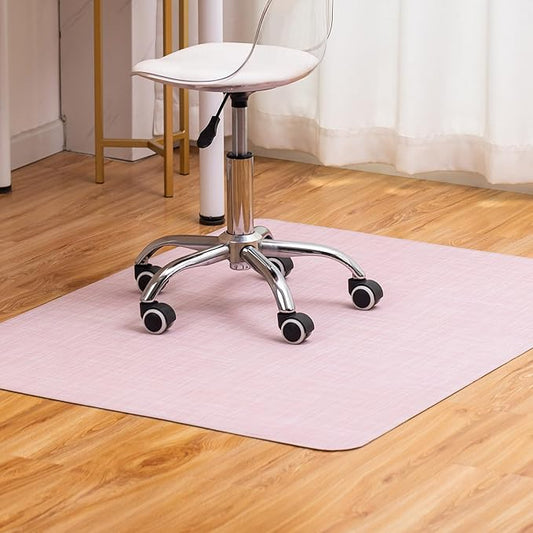 BARoyal Office Chair Mat for Hardwood Floor Under Desk Computer Rolling Chair Mat for Wood/Tile Floor Non-Slip Heavy Duty Desk Rug PVC Plastic Hard Floor Protector 45" x 53"(Blush)