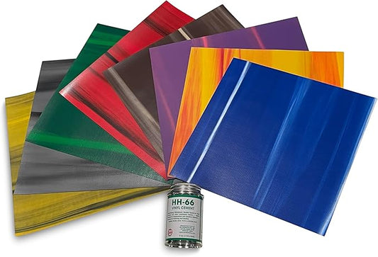 Professional Vinyl Repair Patch Kit for Inflatable Bounce Houses, Includes Marble Multi-Color Vinyl Patches with Large 4-Ounce HH66 Vinyl Adhesive Cement Glue