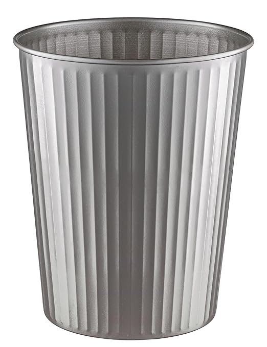 Monarch Abode Metal Bathroom Trash Can â Waste Basket for Bedroom, Office Desk, & Dorm, Handcrafted Ridge Embossed, Durable Decorative Pewter Small Trash Can Bathroom Garbage Bin Wastebasket