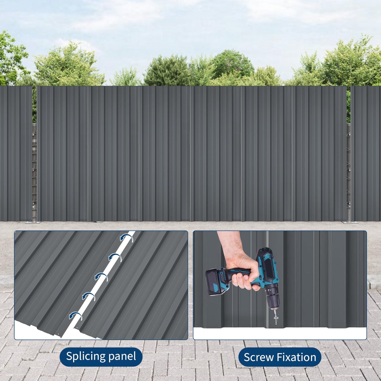 40 pcs Metal Roofing Panels, 3.5ft Galvanized Steel Corrugated Roof Sheets Gazebo Top Cover Garages, Sheds, Stables Replacement for Patio Outdoor Garden