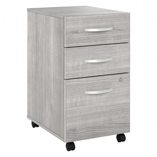 Bush Business Furniture Hustle Office Storage Cabinet with Wheels in Natural Elm, Mobile Organization Unit for Home and Professional Workspace