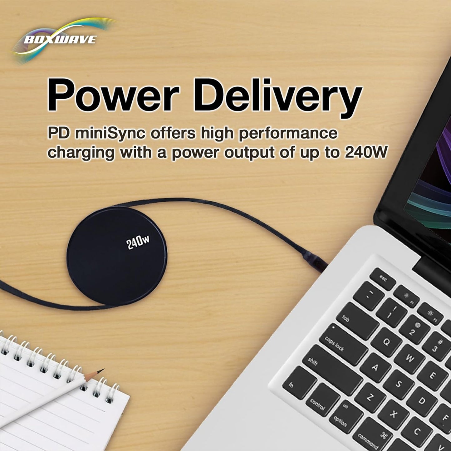 BoxWave M3 MP3 (240W), 240W Cable Compatible with MECHEN Touchscreen Player - PD miniSync Retractable PD Portable USB