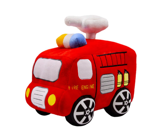 BABOLI Soft Fire Engine Stuffed Special Vehicle Plush Fire Truck Cuddly Rescue Vehicle Toy Sweet Gifts for Kids Present for Birthday or Stuff Collection 10 Inches (Fire Engine)