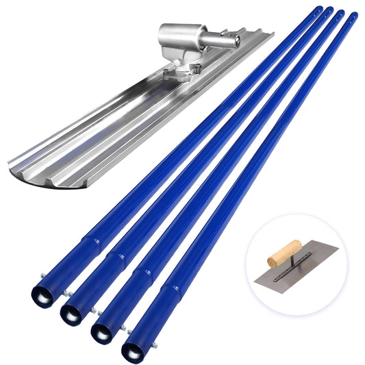 Bull Float Aluminum Magnesium Alloy Concrete Float 48"x8" Round End Board Kit trowel Tool Cement Tools Float Bracket Concrete Finishing Tools With 57" Handle x4 VOYAR