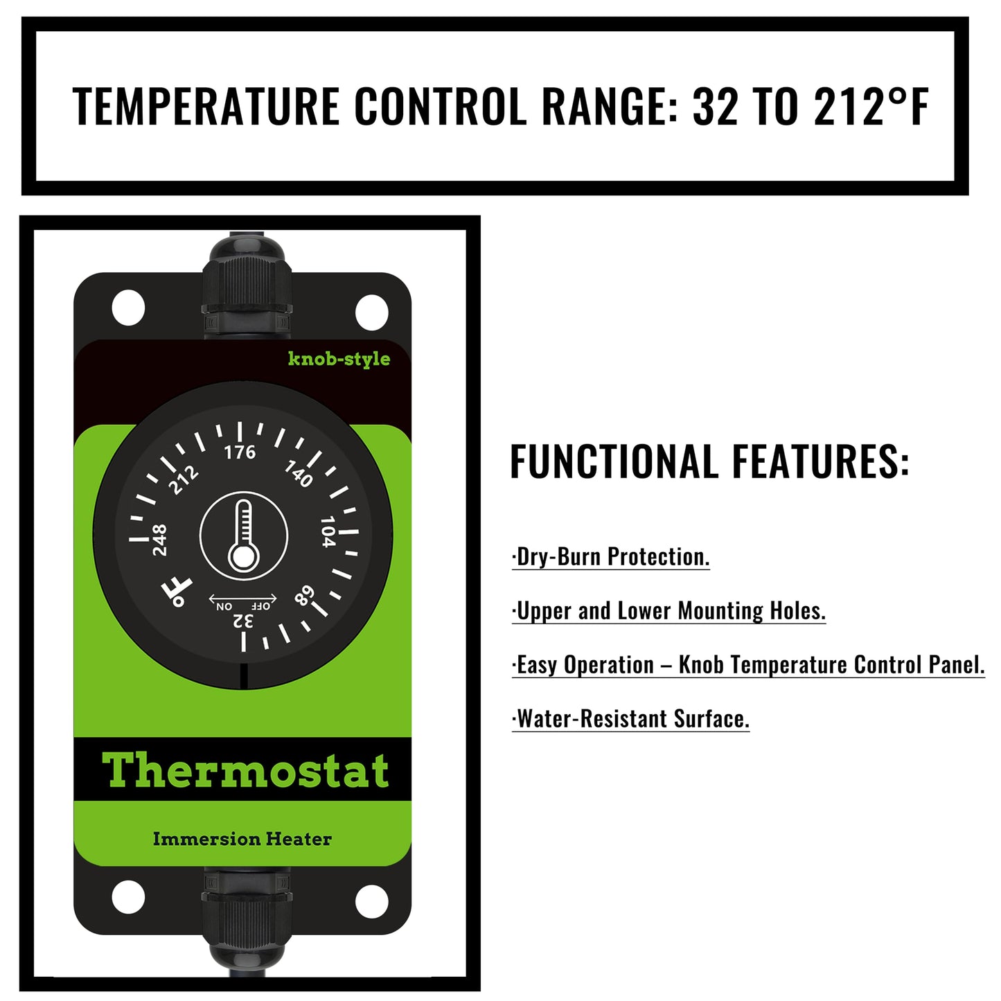 LINGLONGTEMP 1800W Submersible Hot Tub & Pool Portable Electric Immersion Water Heater with Temp Control for Pond, Bathtub, Inflatable Pool, Inground Pool, Sap, Above Ground Pool, Baptism & Baptistry