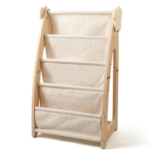 Kids Bookshelf with Storage, 3-Piece Modular Wooden Bookcase Organizer for Nursery, Bedroom, Playroom, Easy Assembly, Corner Shelf for Books & Toys, Natural Wood Design (B)