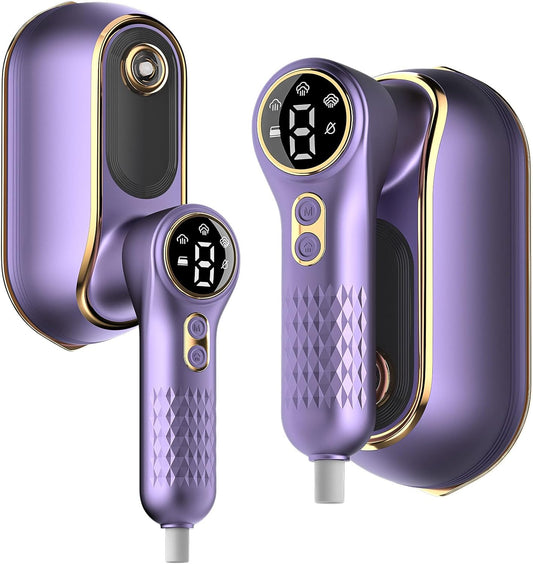 Skiennix Portable Travel Steamer - 1200W Handheld Fabric Steamer with LCD Display | 150ml Tank, Fast Heat-Up, Purple