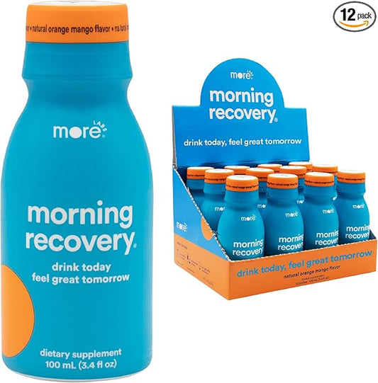Morning Recovery Electrolyte, Milk Thistle Drink Proprietary Formulation to Hydrate While Drinking, Highly Soluble Liquid DHM, Non GMO, Vegan, Gluten-Free, Orange Mango, Pack of 12