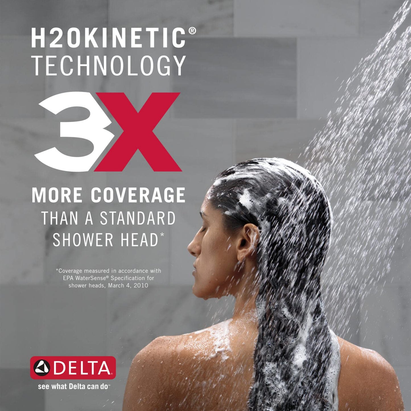 Delta Trinsic 14 Series H2Okinetic Bathtub and Shower Faucet Set, Chrome Shower Head and Handle Set, Valve Trim Kit, Chrome T14458 (Valve Not Included)