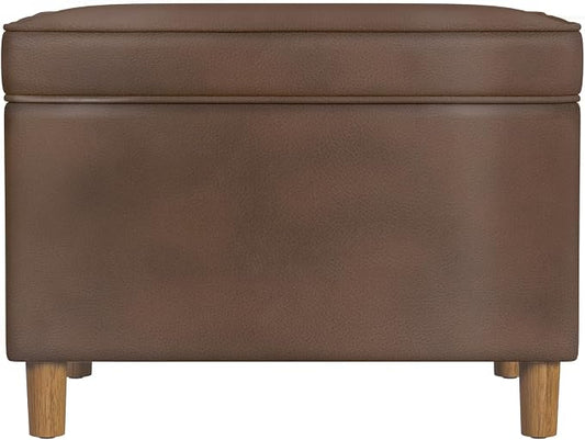 Spatial Order Home Decor | Dinah Collection Modern Storage Ottoman | Ottoman with Storage for Living Room & Bedroom(Brown Faux Leather)
