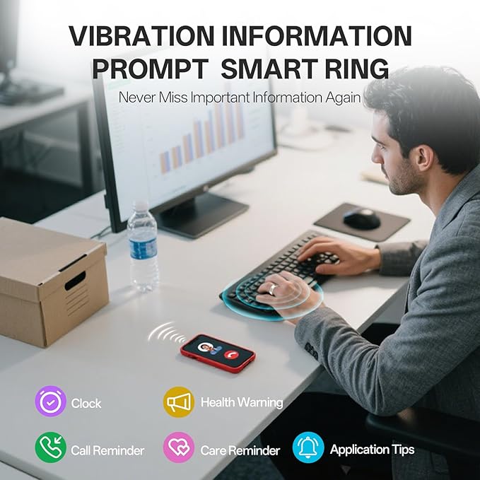 Smart Ring with Vibration Alerts, health tracker ring with Body Temperature Monitor, Heart Rate, Sleep & Fitness Tracking, Waterproof Activity Ring for Men & Women, No App Fees (Silver, 10#)
