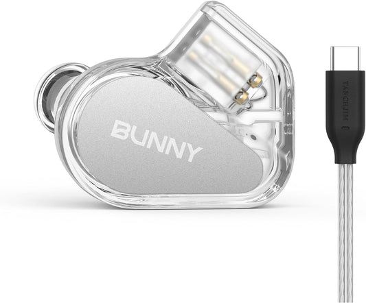 1DD 0.78 2pin Bunny Gaming Earphones with Single Dynamic Dual-Chamber Driver, Wired Earbuds IEM, Monitor with Bass Boot