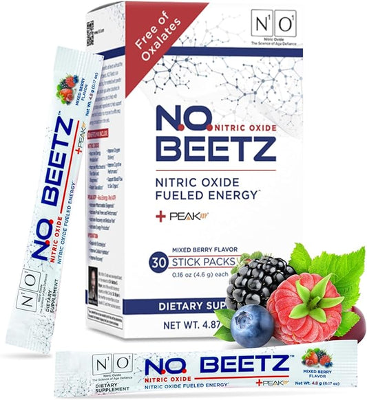 N.O. Beetz Nitric Oxide Supplement for Pre-Workout & Endurance | Beetroot, Peak ATP & Electrolytes for Energy & Hydration | Boosts Blood Flow & Muscle Recovery | No Mess, 30 Servings