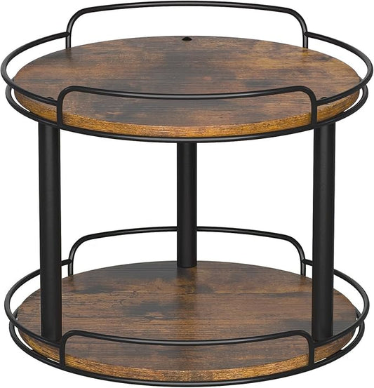 LAMU 12'' Wood Lazy Susan Turntable Organizer for Cabinet, 2 Tier Lazy Susan Spice Rack Organizer for Kitchen, Table Top, Countertop, Pantry, Bathroom