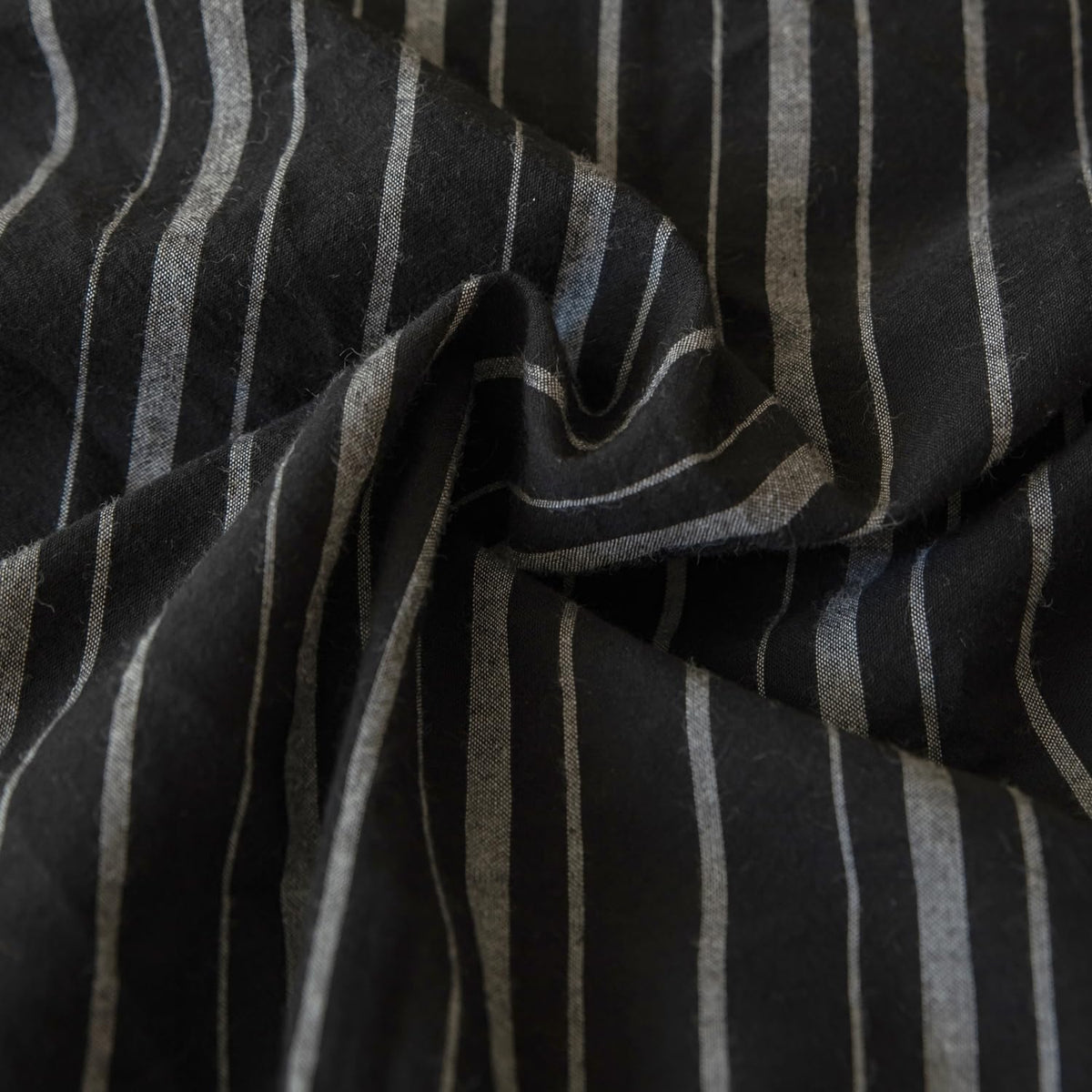 SUSYBAO Pinstripe Duvet Cover Queen 100% Washed Cotton 3 Pieces Set 1 Black Vertical Striped Duvet Cover with Zipper Ties 2 Pillow Shams Classic White Ticking Stripe Bedding Set