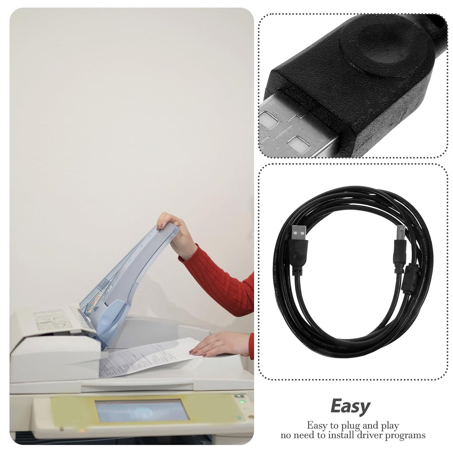 Generic 2.0 3 USB Printer Cable Meter Black for Computer Fax Machine Copier Office Printing Supply