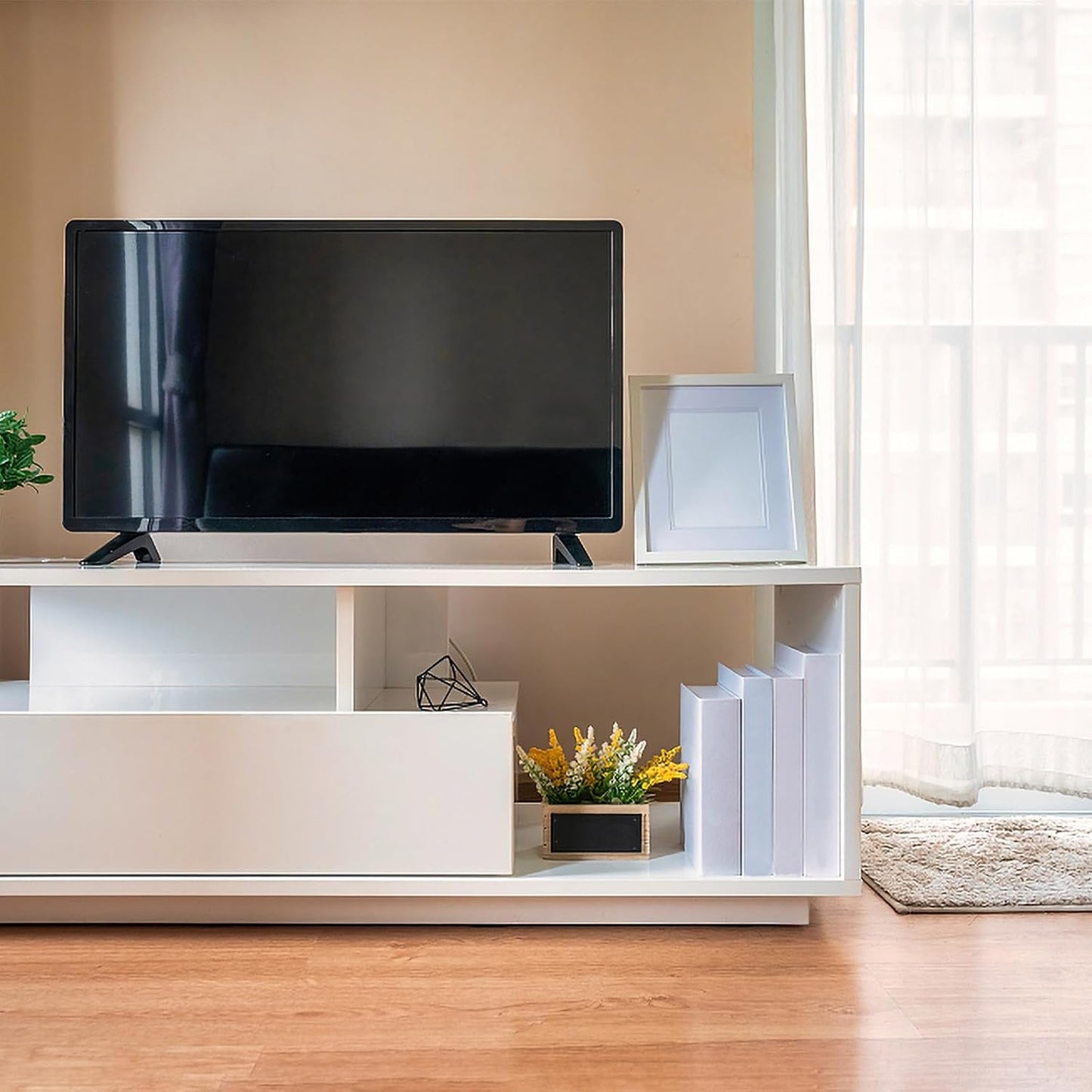 LALADEFIEE Tv Stand Replacement Base with Screws No-Drill Tabletop Tv Support Bracket Suitable for Living Room Media