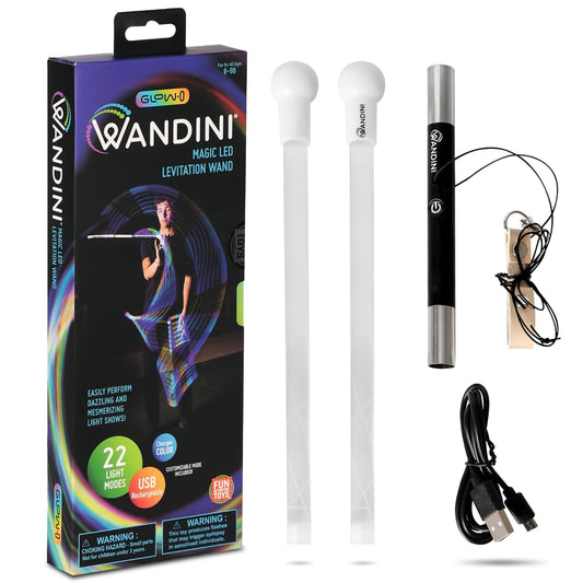 Wandini Glow.0 LED Light Magic Wand – Collapsible Levitation Stick, USB Rechargeable & Patented Design, Balanced LED Flow Prop for Smooth Tricks, Visual Performances with 22 Dynamic Color Modes