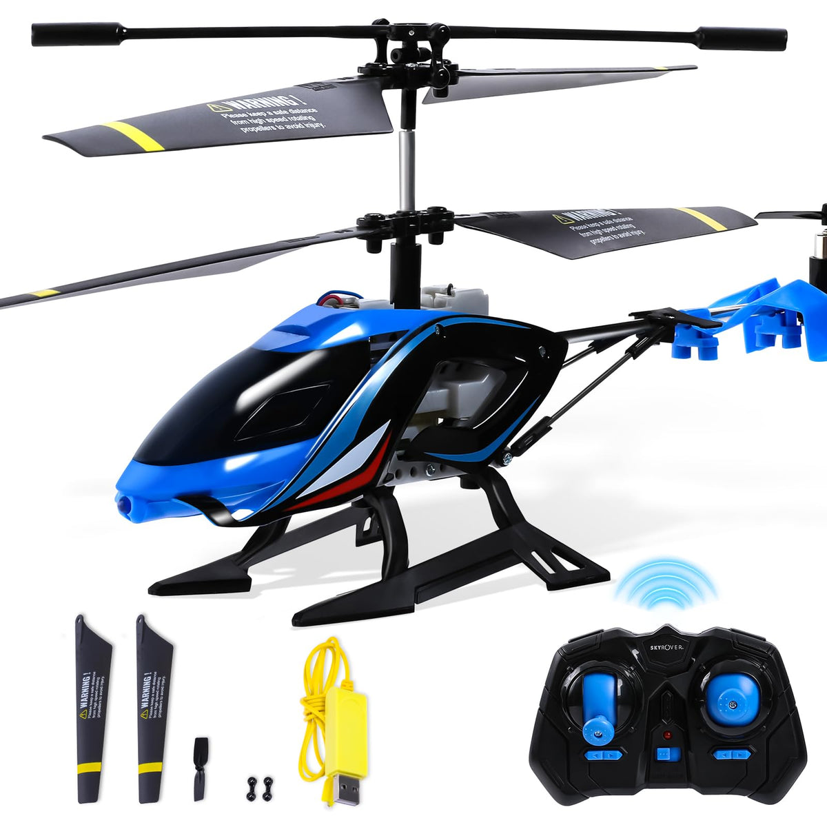 A ALPHA RC Helicopter, 2.4G Remote Control Helicopter with LED Lights, Vigilante, Indoor Outdoor Remote Control Helicóptero Toy for 8 9 10 11 12+ Year Old Boys Gifts, Blue