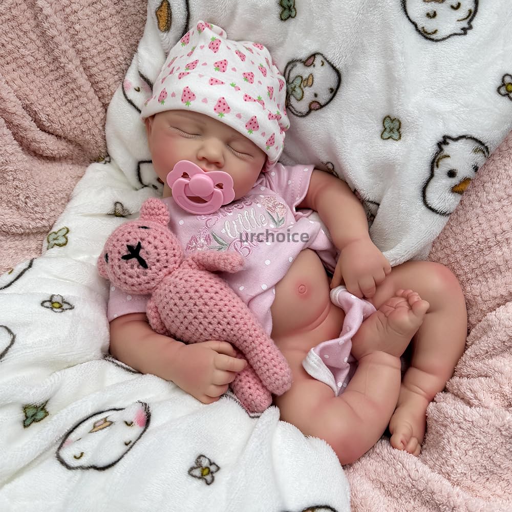 Oppaionaho Full Silicone Body Baby Doll with Mouth That Opens - 20 Inch Lifelike Reborn Baby Dolls Soft Sleeping Newborn Doll Anatomically Correct (Girl)