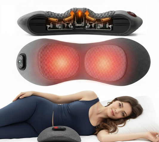 TNDCKP 3 in 1 Back Massager for Spine and Lower Back, Electric Lumbar Massager with Heat, Spine Massage Pillow with Traction Support for Home and Office Comfort (Grey) (Grey)