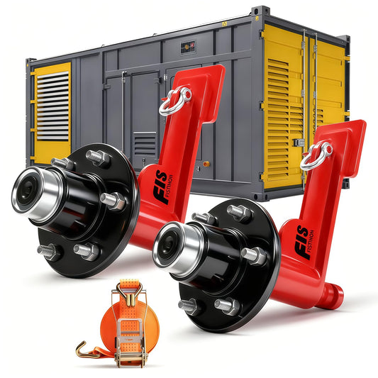 2 Pack Shipping Container Wheels 6-Lug Wheels Kit, Shipping Container Accessories, Heavy-Duty Shipping Container Axles with Heavy Duty Ratchet Tie Down-Moves 20ft - 40ft, Shipping Container