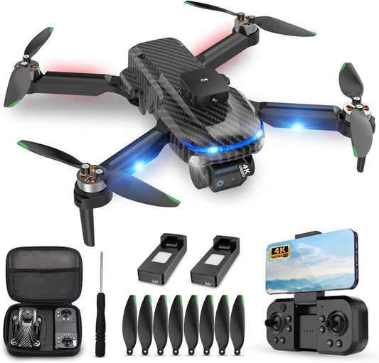 4K Drones with Camera for Kids,Drones for Adults withEmergency Stop, Headless Mode, 360° Flips, CarryingCase & 2 Batteries,Wireless RC Toys for Boys Girls(Black)