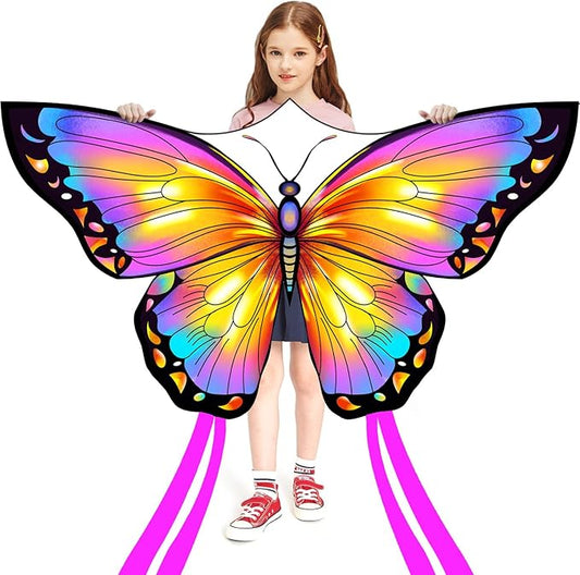 HONBO Butterfly Kites for Kids & Adults,55" x 28" Large Beginner Kite for Kids Ages 4-8,Easy to Fly for Beginners, Each Kite with 300ft Line Handle,Beach Kites for Outdoor Activities & Family Trip