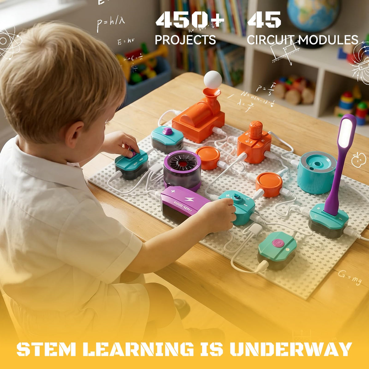 POPDOLL Science Kits for Kids, Electronics Exploration Kit for Kids, 450+ Projects, 45 Parts Circuit Kit, Educational STEM Toys Christmas Birthday Gift for Kids Boys Girls Ages 5 6 7 8 9 10 11 12