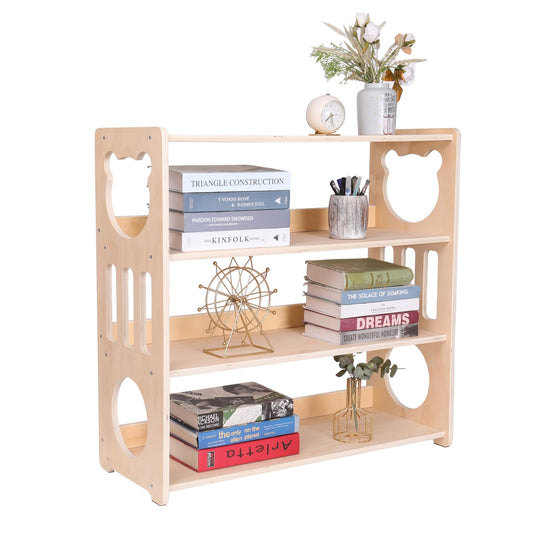 YJTREMFYX Children's Toy Storage Rack Montessori Bookshelf, Used as a Storage Cabinet for Books and Toys in Game Rooms, Children's Rooms, Daycare Centers, and kindergartens (4 Levels)