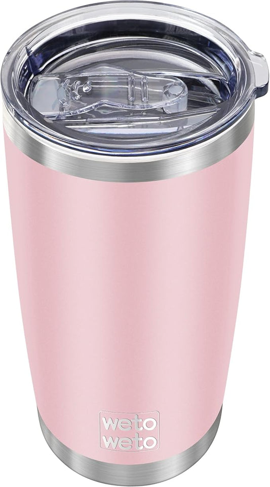 WETOWETO 20oz Tumbler, Stainless Steel Vacuum Insulated Water Coffee Tumbler Cup, Double Wall Powder Coated Spill-Proof Travel Mug Thermal Cup for Home Outdoor (Ice Pink, 1 Pack)