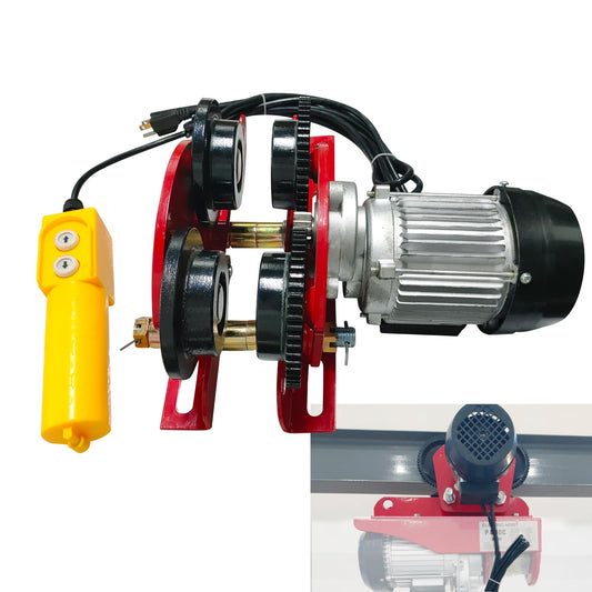 Bigorenda Electric Trolley for Power Hoist, 2204LBS Capacity, for PA200-PA1000 Hoists Push Geared Overhead Heavy Duty Wheels, 2.68-4.33"Adjustable Beam Flange Width for Straight Curved I Beam Trolley